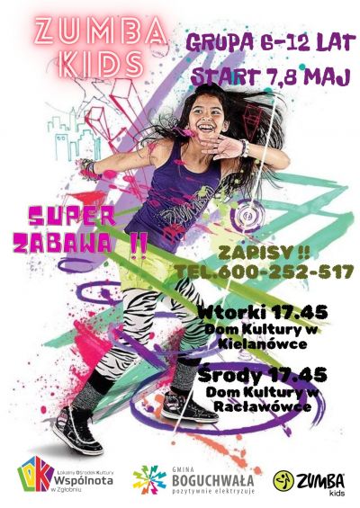 ZUMBA KIDS w Domu Kultury w Kielanówce i Racławówce